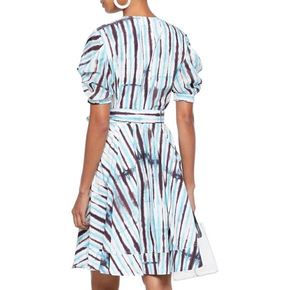 New DVF Indra Cotton Poplin Tie Dye Rain Mini Wrap Dress NWT Small - Picture 8 of 16